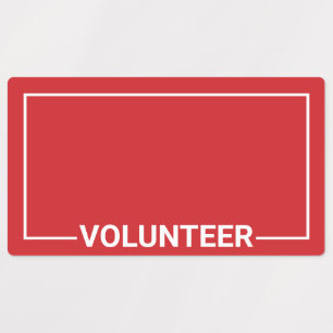 Etiquetas Voluntario en blanco rojo