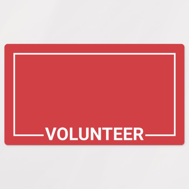 Etiquetas Voluntario en blanco rojo (Diseño 1)