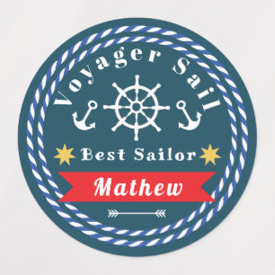 Etiquetas Voyager Nautical Mejor marinero azul oscuro