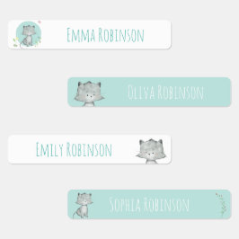 Etiquetas Watercolor Cat School Laboratorios de cuidado diur