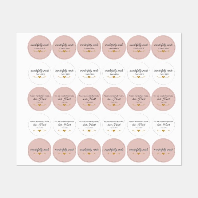 Etiquetas Wonderfully Made Psalm 139:14 Christian Labels (Hoja)