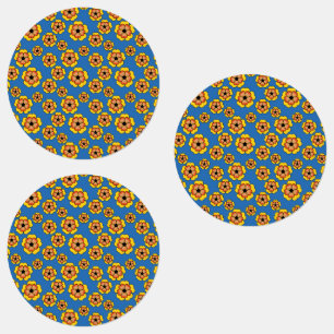 Etiquetas Yellow Orange Flowers Pattern