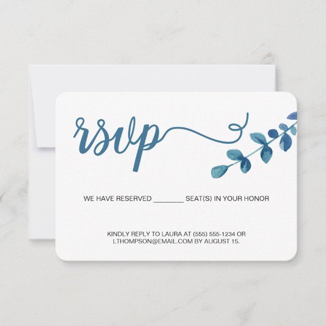 Eucalipto a la acuarela simple RSVP sin correo pos (Anverso)