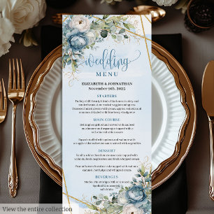 Eucalipto azul turbio romántico deja el menú Boda