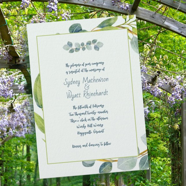 Eucalipto botánico deja la invitación a la boda (Subido por el creador)