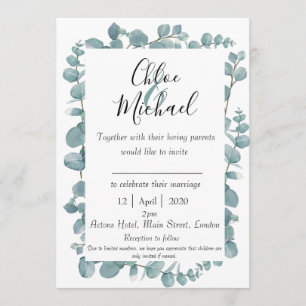 Eucalipto botánico enmarcado invitación con bíblic