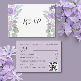 Eucalipto de floral púrpura rústica Boda RSVP