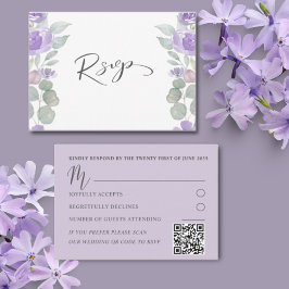 Eucalipto de floral púrpura rústica Boda RSVP