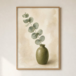 Eucalipto en Florero Aquarela Póster Cottagecore