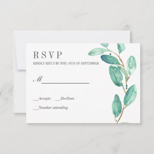 Eucalipto fresco deja matrimonio RSVP