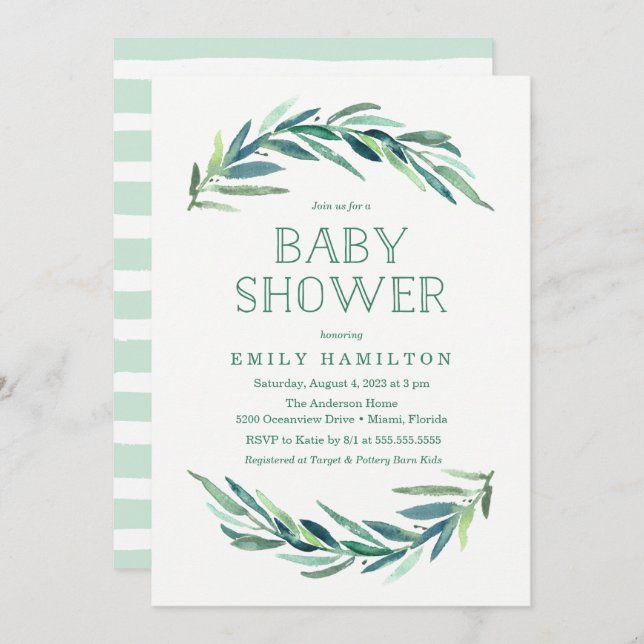 Eucalipto moderno | Invitación de Baby Shower (Anverso / Reverso)