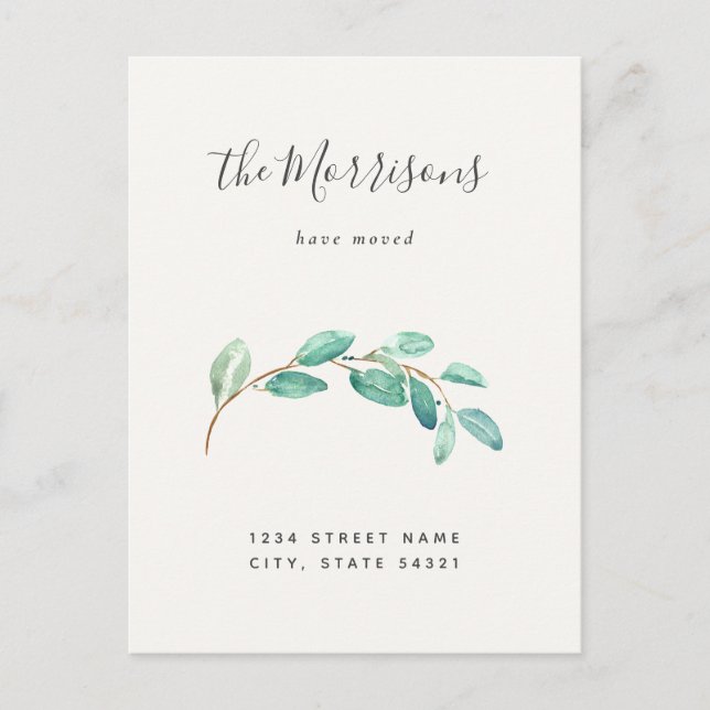 Eucalipto Nuevo Invitación de mudanza del hogar (Anverso)