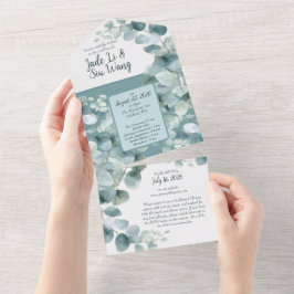Eucalipto simple todo en una invitación de matrimo