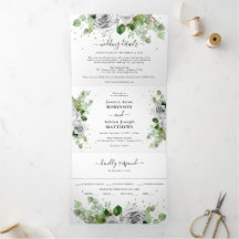 Eucalipto Verde & Clásico Tríptico de Boda en Dora