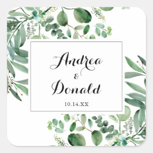 Eucalipto Verde Sellos para sobres Bodas botánicos