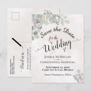 Eucalipto y Lavanda Tarjeta de Boda para Guardar l