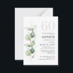 Eucalyptus 60.ª Invitación de cumpleaños<br><div class="desc">Podría ser un fiesta sorprendente u otro decenio especial logrado. Esta invitación a la fiesta de cumpleaños número 60, que incluye diseño de vegetación eucalipto con tipografía popular moderna, puede ser fácilmente editada para adaptarse a cualquier celebración de cumpleaños o aniversario. Puede cambiar la redacción, los detalles de cumpleaños y...</div>