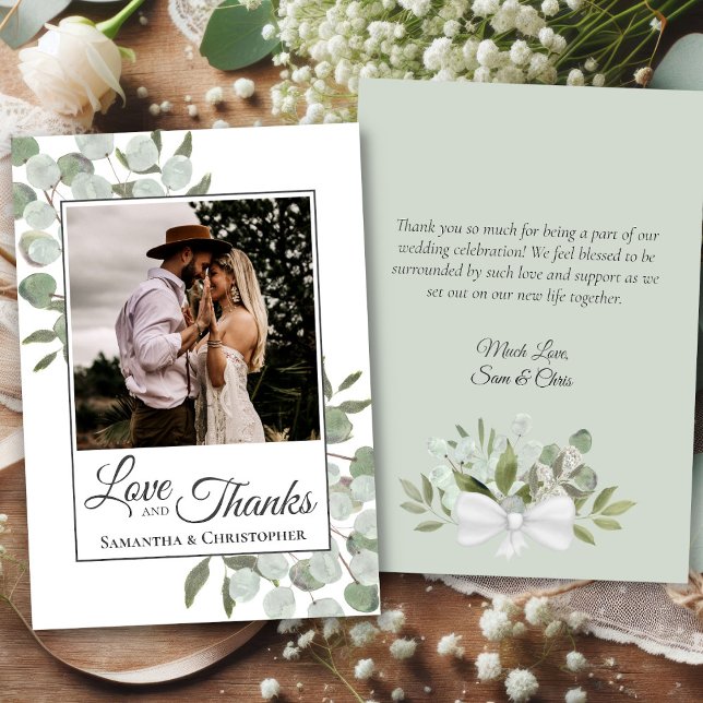 Eucalyptus Amor y Gracias Boda de fotos y notas (Front/Back)