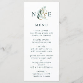 Eucalyptus Ampersand Gold Green Boda Menu