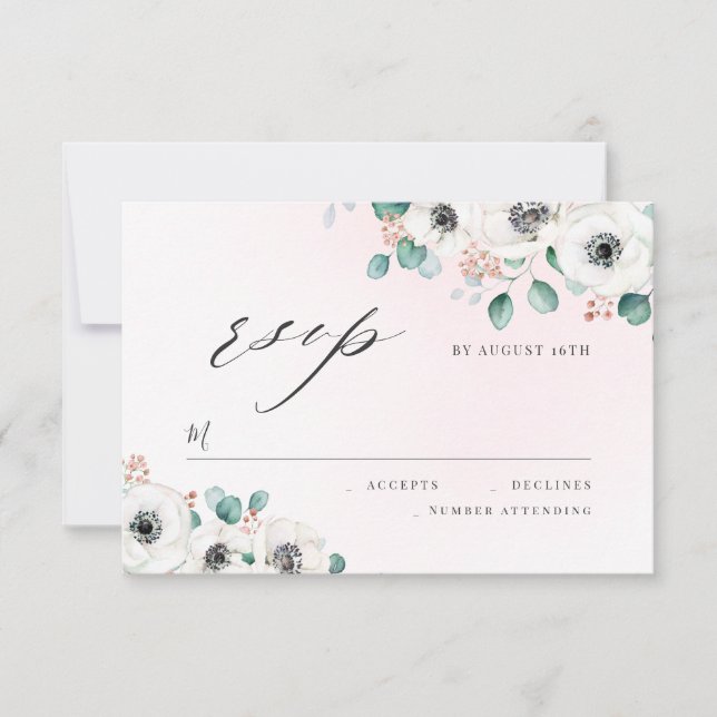 Eucalyptus anemone boda floral RSVP (Anverso)