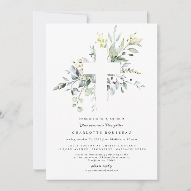Eucalyptus Baptism Invitación a la cristiandad (Anverso)