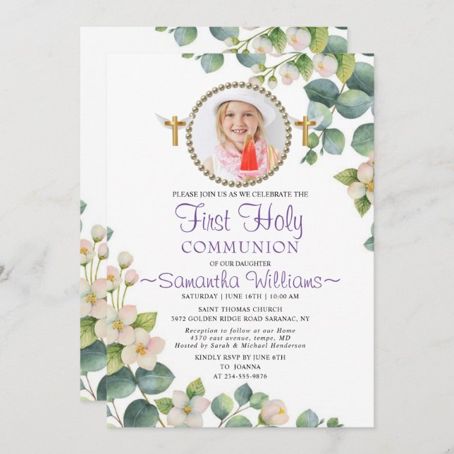 Eucalyptus Bloom Foto Primera Invitación de la Com (Anverso / Reverso)