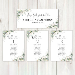 Eucalyptus Boda floral de oro Rótulo de mesa