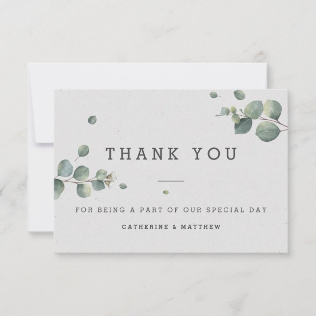 Eucalyptus Boda Gracias Tarjeta plana (Anverso)