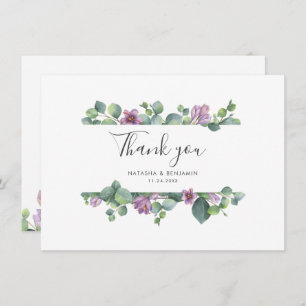 Eucalyptus Botanical Script Boda Gracias Tarjeta
