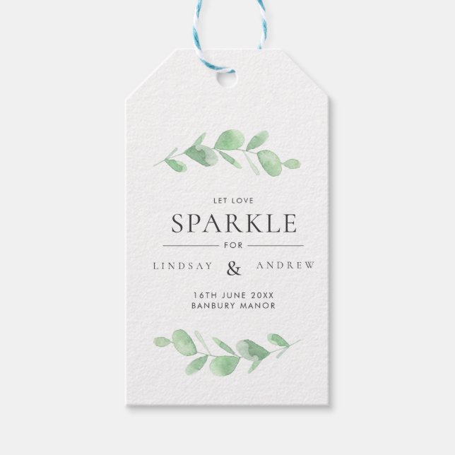 Eucalyptus Bough Boda Sparkler Etiqueta (Anverso)