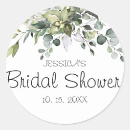 Eucalyptus Bridal Shower Classic Round Pegatina