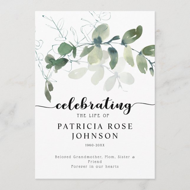 Eucalyptus celebra la vida del programa de funeral (Anverso)