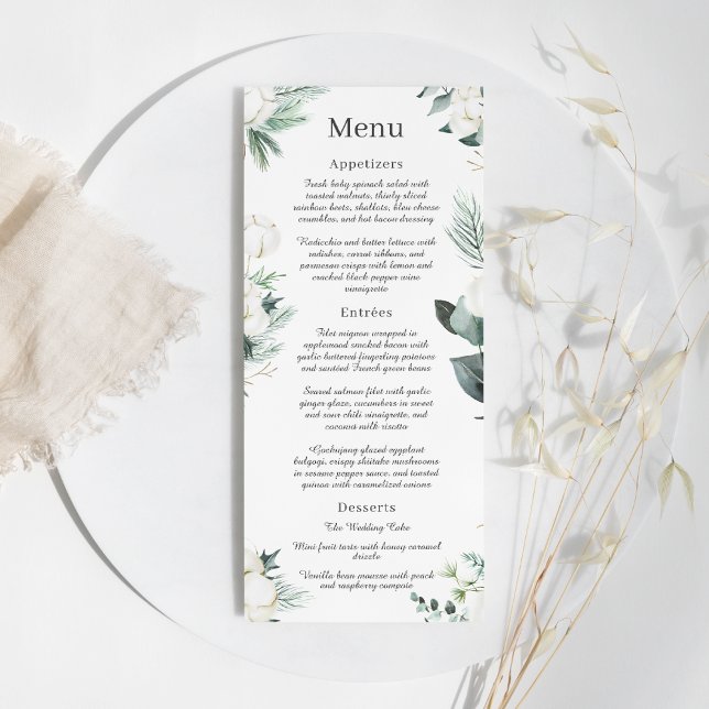 Eucalyptus Cotton | Menú Boda blanco moderno (Subido por el creador)