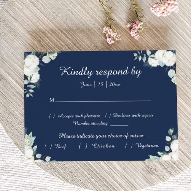Eucalyptus Cotton | Tarjeta RSVP de boda moderna d (Subido por el creador)