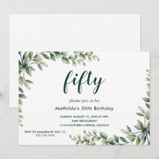Eucalyptus deja la invitación de cumpleaños para a