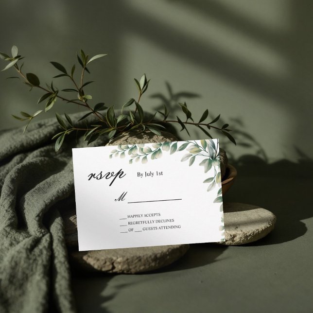 Eucalyptus deja la tarjeta boda botánica rsvp (Subido por el creador)