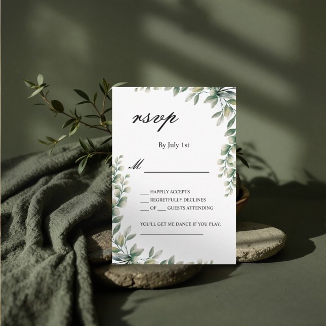 Eucalyptus deja la tarjeta boda botánica rsvp (Subido por el creador)