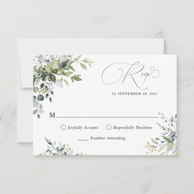 Eucalyptus deja la tarjeta RSVP Boda de Verdor (Anverso)