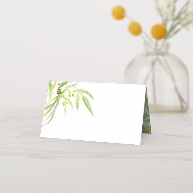 Eucalyptus deja tarjetas de lugar boda de arte (Anverso)