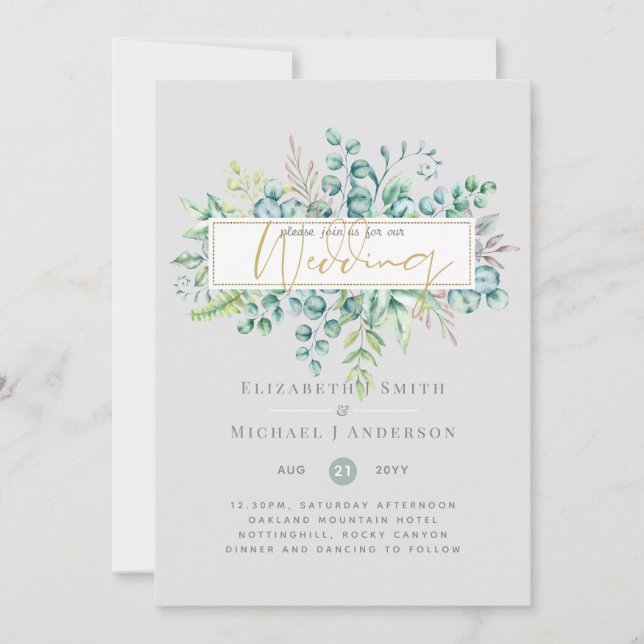 Eucalyptus Dreams 5x7 - Boda de la vegetación botá (Anverso)