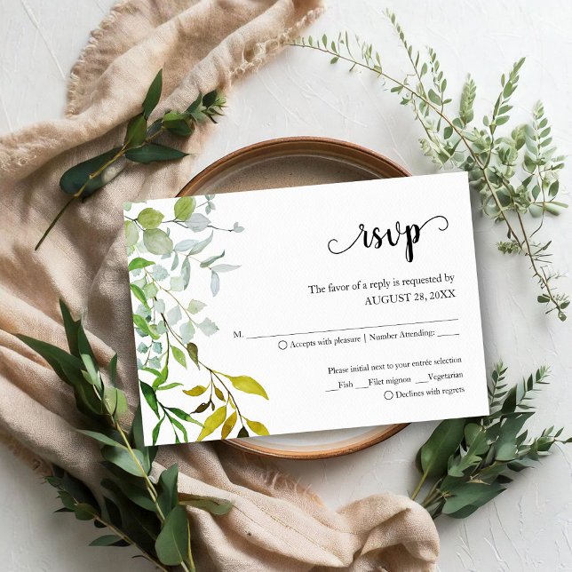 Eucalyptus Elegant Greenery Wedding Tarjeta RSVP (Subido por el creador)