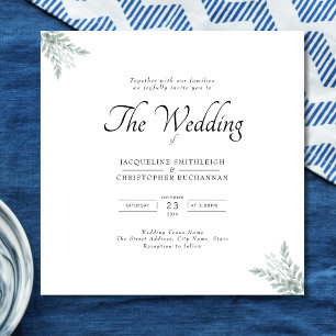 Eucalyptus Elegant Invitación a la Boda Cuadrada