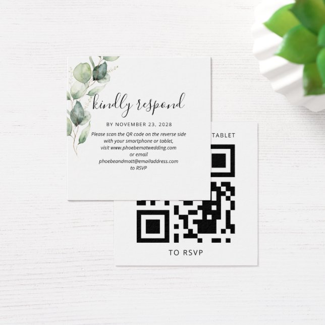 Eucalyptus Elegant QR Code Boda sitio web RSVP (Escritorio)