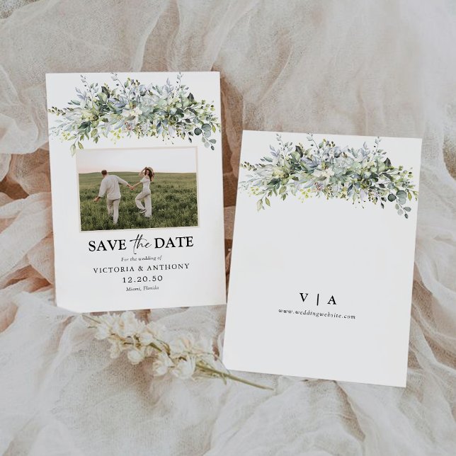 Eucalyptus Floral Guardar la fecha con tarjeta de  (Subido por el creador)