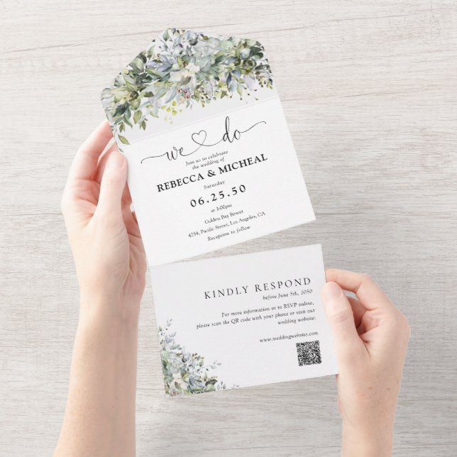 Eucalyptus Floral Todo en una Invitación de Boda (desgarro)