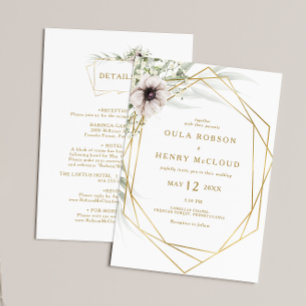 Eucalyptus Geométrico Oro Todo En Una Invitación B