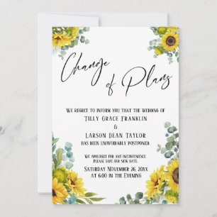 Eucalyptus Girasol Cambio de Planes Tarjeta Boda