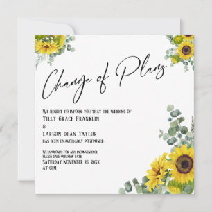 Eucalyptus Girasol Cambio de Planes Tarjeta Boda