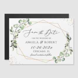 Eucalyptus Gold Geometric Save the Date Magnet