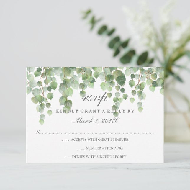 Eucalyptus Gold Purpurina RSVP (Anverso de pie)